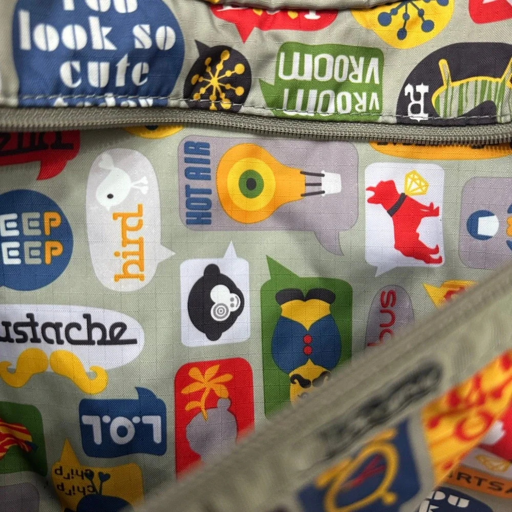 LeSportsac Graphic Print Nylon Shoulder Bag Multicolor Pop Art Hobo Messenger
